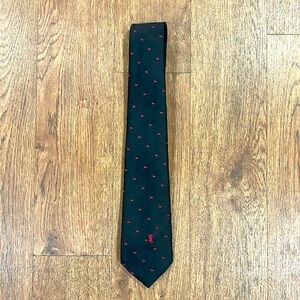 YSL Skinny Black with Red Flowers Tie